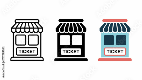 Vector illustration of ticket booth in various styles ready for your project needs and design inspiration for your creative workflow