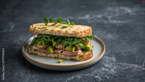 Fresh sandwich featuring li...