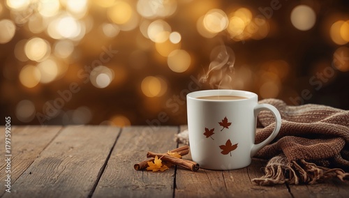A mug filled with a warm be...