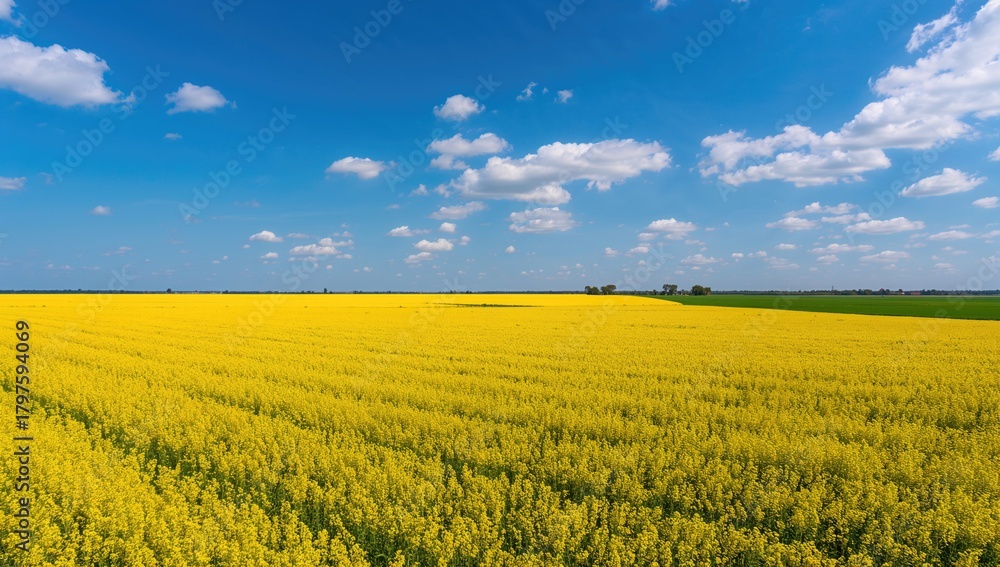 Fototapeta premium Aerial View of a Rapeseed Field, seasonal change