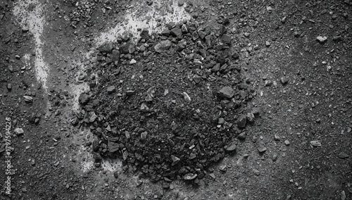 Dry soil pile on a monochro...