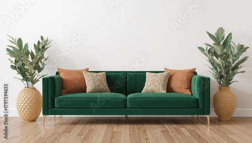 Living room wall mockup wit...
