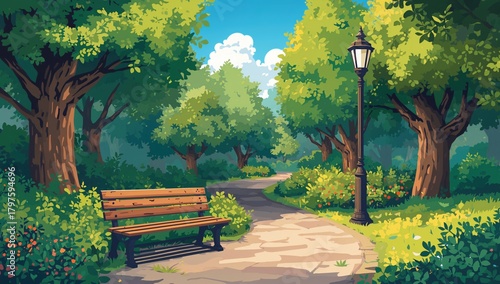 Summer city park featuring ...