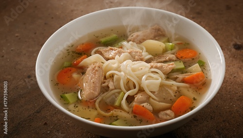 Homemade chicken soup featu...