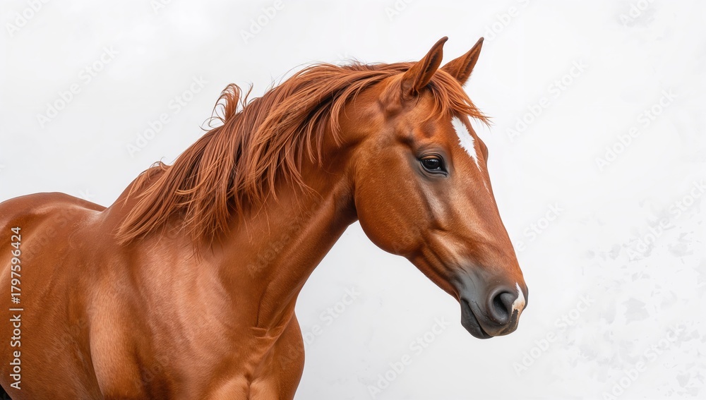 Obraz premium A tan horse standing in a grassy field, showcasing its sleek coat and healthy physique