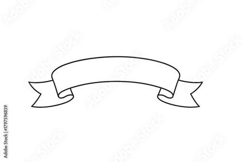 Blank curved ribbon banner outline graphic element for text and decorative design projects