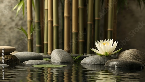 Waterlily surrounded by sto...