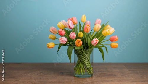 Pastel tulips adorn the tab...