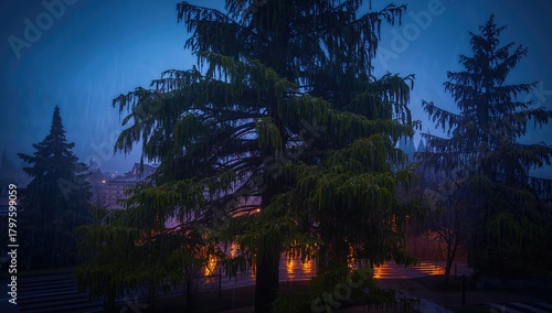 Rainy twilight over majesti...