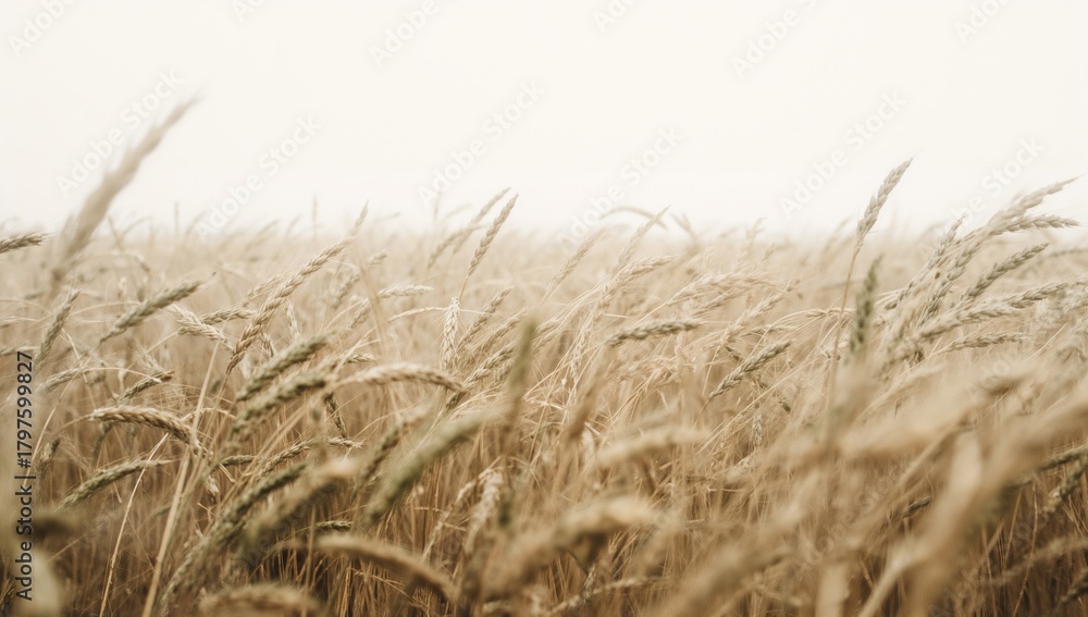 Naklejka premium Wheat field against a white backdrop, fiber-dense choice