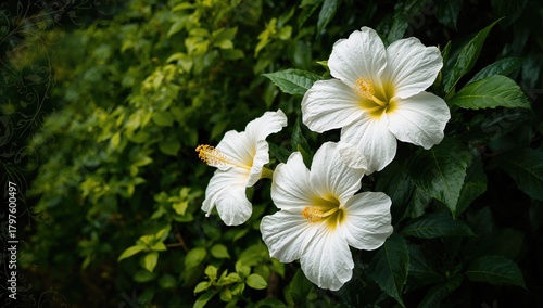 Blooming White Hibiscus flo...