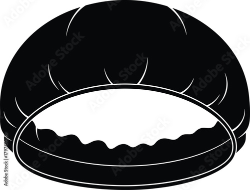 Black chef hat with white wavy lines and rim detail cooking hat black and white