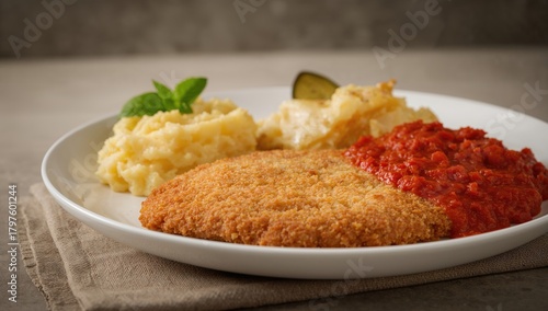 Turkey schnitzel served wit...