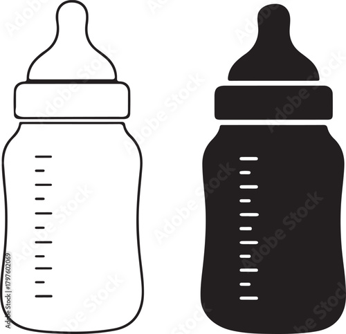 Baby bottles in black and white for feeding newborns easy