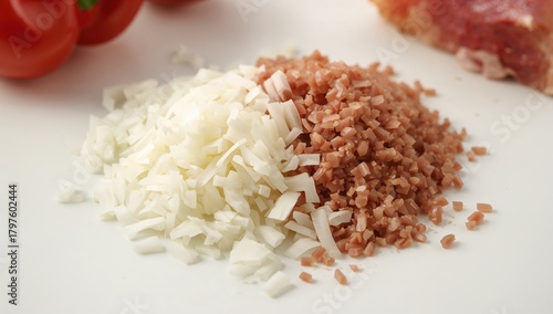 Freshly made minced pork an...