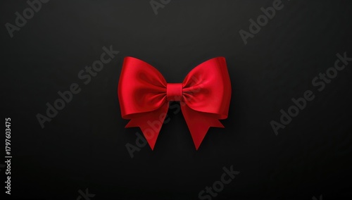 Red ribbon bow on a dark ba...