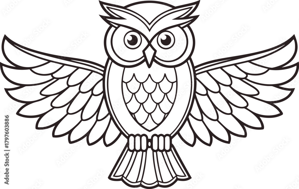 Obraz premium Owl Illustration Set for Design. Detailed Owl Line Art Collection. Forest Owl Outline Set. Stylized Owl Illustration Pack. Night Owl Graphic Set. Elegant Owl Outline Artwork. A detailed owl