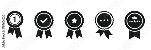 Approved or certified medal icon. Approval check symbol. Winning award, prize, medal or badge. Vector illustration. EPS 10