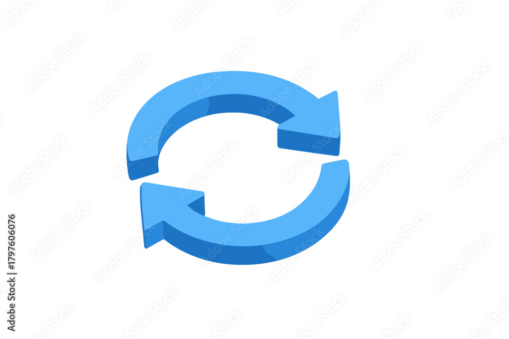Фотография Bright blue three dimensional refresh symbol showing continuous circular movemen