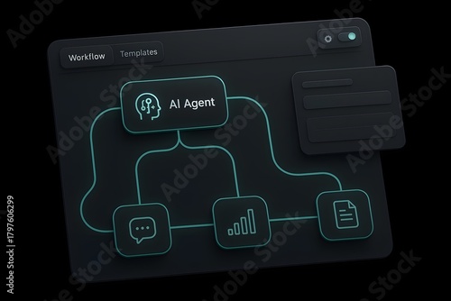 AI Agent Workflow Interface: Visual Representation of Intelligent Systems and Automated Processes with Connected Modules for Task Management and Digital Transformation