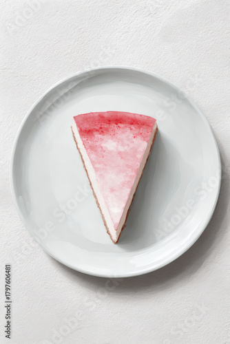 A slice of delicious spanish cheescake on plate, AI generated