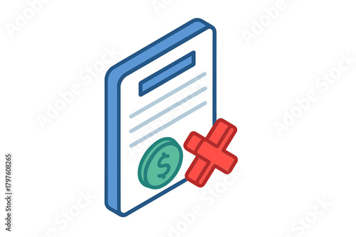 Concept illustrating the rejection or denial of a financial document, contract, or payment application