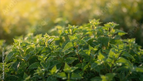 Detailed view of stinging nettles, potential skin irritation risk