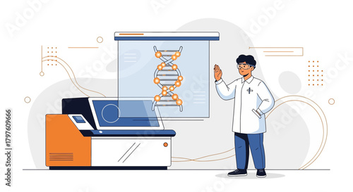 Scientist in laboratory analyzing dna structure for medical research and development innovation