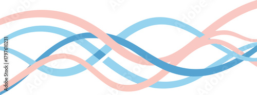 Abstract Waves Pink and Blue Intertwined Design