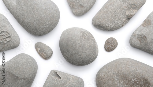 Isolated stones on a white ...