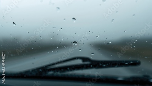 Splashing water or raindrop on a car window, creating a reflective backdrop for editorial use