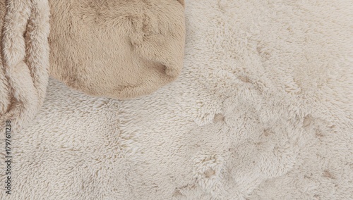 White fur blanket and rug w...