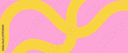 abstract pink background. Summer horizontal abstract background with bright yellow hand drawn lines. line background.