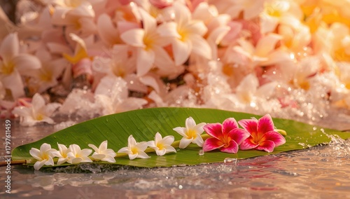 Banana leaf adorned with a ...
