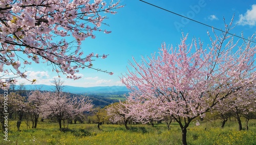 Cherry blossom trees in ful...