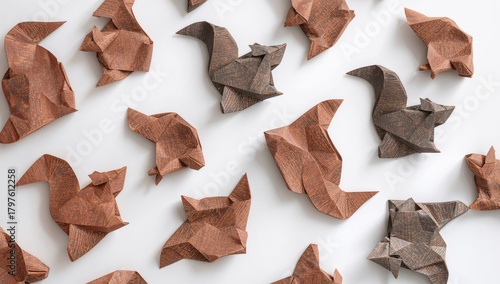 Paper origami squirrels dis...
