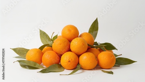 Orange and leaves arranged ...