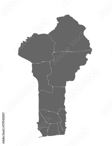 Grey benin map high quality vector