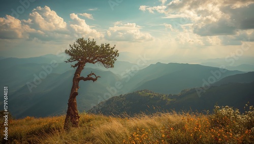 Solitary tree in front of t...