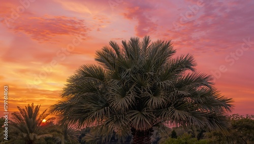 Vibrant sunset sky adorned ...