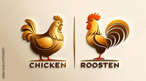 Title: Phoenix Modern Stylized Chicken and Rooster Logos in Warm Colors