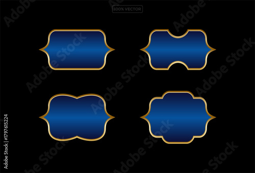 Islam frames. Ramadan ornaments. Arabian, Indian, Turkish decoration labels isolated on black illustration template