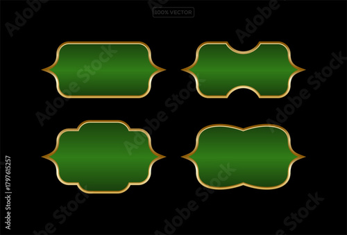 Islam frames. Ramadan ornaments. Arabian, Indian, Turkish decoration labels isolated on black