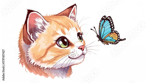 A cute kitty's head gazes a...
