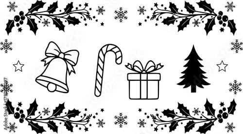 christmas simple background vector black and white