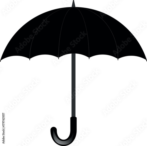 Black and White Simple flat umbrella icon, Nice umbrella isolated on white background.