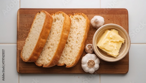 Wooden board with sliced br...