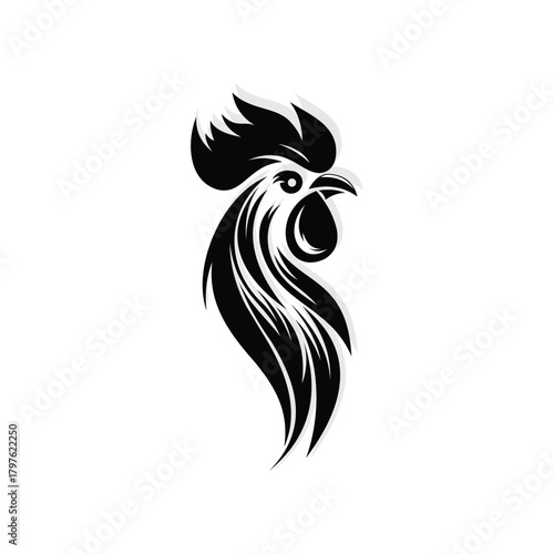 head rooster isolated on white background