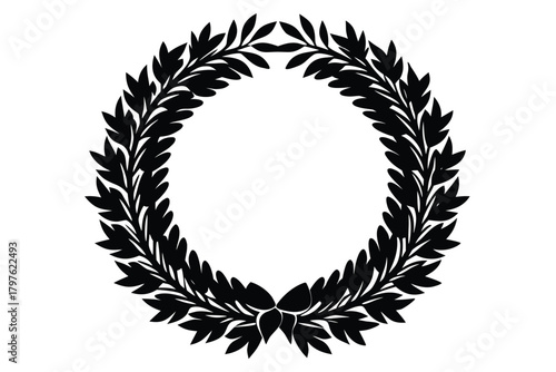 thick evergreen wreath vector icon silhouette