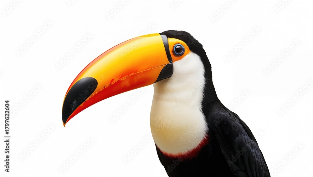 Naklejka premium White Toco Toucan perched alone, a symbol of isolation in nature